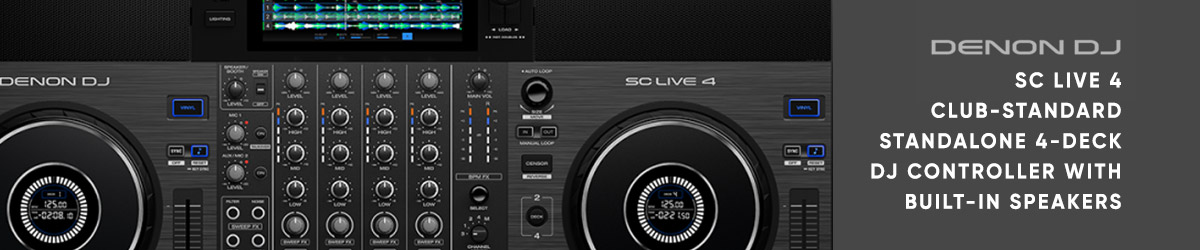 Denon DJ SCLIVE 4 Club-Standard Standalone 4-Deck DJ Controller With Built-In Speakers